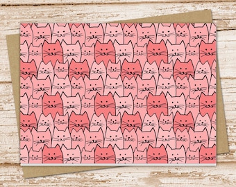 cats note card set .  pink cats cards . notecards . cat, feline, pet, girl . blank note cards . folded stationery . stationary