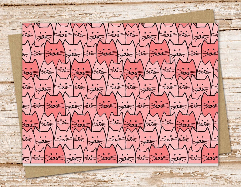 Cats Note Card Set . Pink Cats Cards . Notecards . Cat Etsy