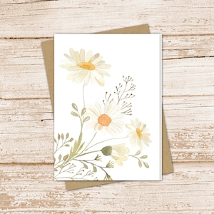 Watercolor Daisy Note Card Set: Floral Stationery