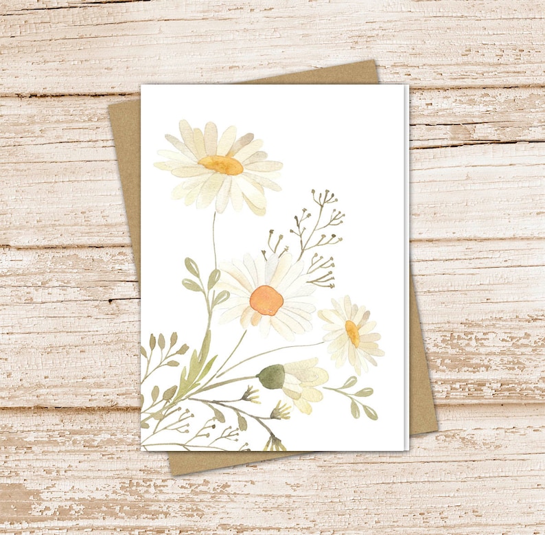 watercolor daisy card set . daisies floral note cards . flowers, nature, botanical . blank note cards . folded stationery set image 1