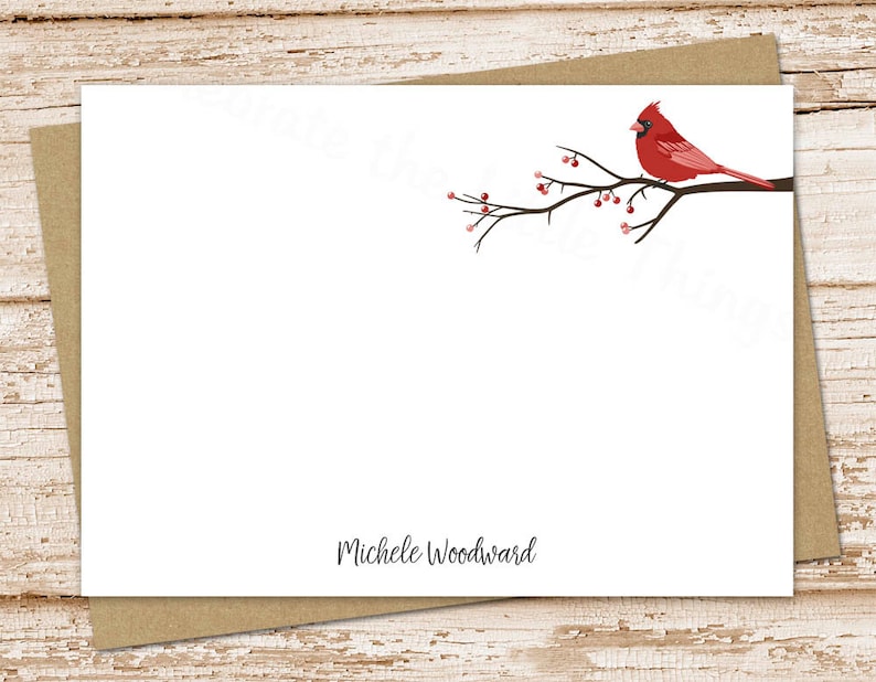 Personalized Note Card Set Notecards . Red Cardinal Bird Etsy