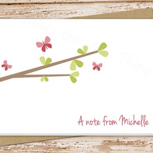 personalized butterfly stationery . butterfly tree stationary . folded note cards . spring notecards . set of 10