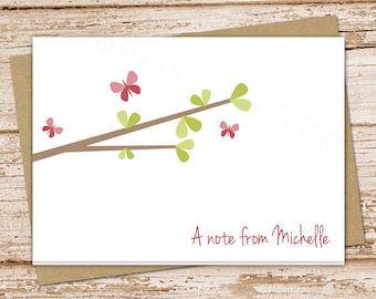 personalized butterfly stationery . butterfly tree stationary . folded note cards . spring notecards . set of 10