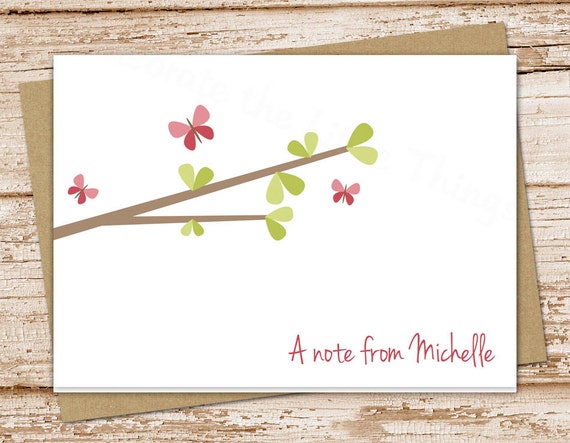 personalized butterfly stationery . butterfly tree stationary . folded note cards . spring notecards . set of 10 Il_570xn