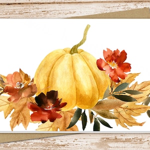 Watercolor Pumpkin Note Card Set: Autumn Leaves Stationery