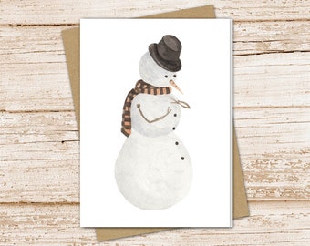 snowman card set .  watercolor snowman note cards . winter . blank note cards . folded stationery . stationary set