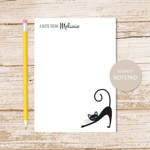 personalized notepad . BLACK CAT notepad . cat note pad . personalized stationary . stationery gift . siamese cat