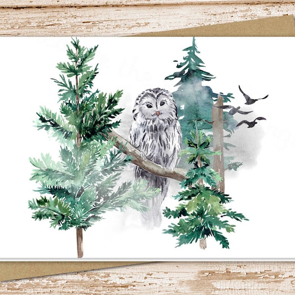 white snowy owl card set . watercolor wildlife bird . blank cards .folded stationery, stationary . outdoors, nature