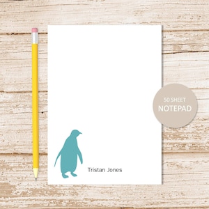 personalized notepad . PENGUIN SILHOUETTE . notepad . penguin note pad . arctic polar animal . personalized stationery stationary
