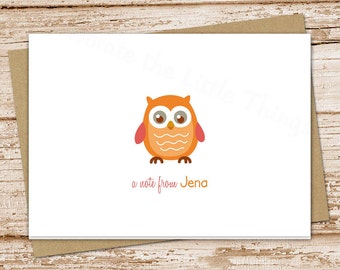 owl note cards notecards . folded personalized stationery stationary . blank cards . owl choices . set of 10