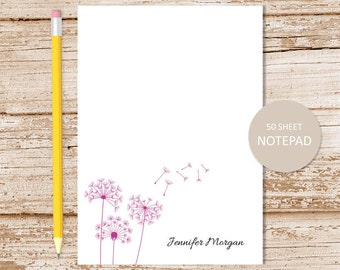 personalized notepad . DANDELION notepad . dandelion note pad . personalized stationery . bontanical stationary