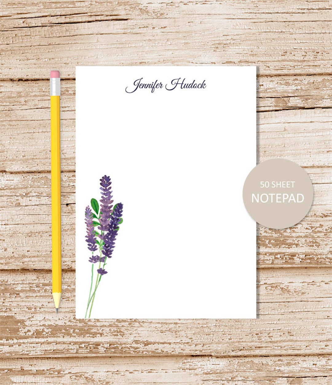 Botanical Notepad Personalized Lavender Notepad: Botanical Stationery (50 Sheet) - Etsy