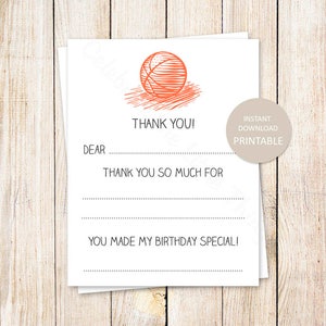 Basketball Danksagungskarten zum Ausdrucken. füllen Sie die Lücke aus danke. Basketball Geburtstag Sport . SOFORTIGER DOWNLOAD