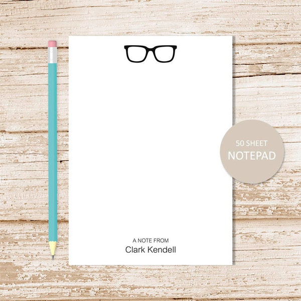 personalized notepad . GLASSES notepad . eyeglasses note pad . personalized stationery . glasses stationary notepad