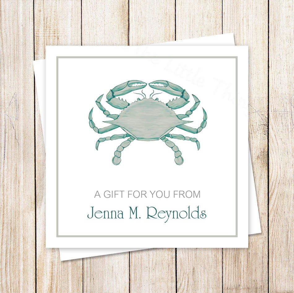 crab gift tags . personalized . PRINTABLE blue crab favor tags Etsy