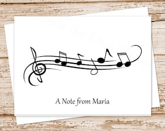 personalized note cards . MUSIC notecards . personalized stationery . folded stationary . musician music teacher gift . set of 10