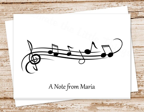 personalized note cards . MUSIC notecards . personalized stationery . folded stationary . musician music teacher gift . set of 10 Il_570xn