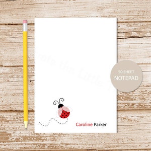 Personalized Ladybug Notepad: Custom Stationery for Girls