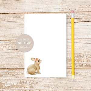 bunny notepad . watercolor spring note pad . Easter girl bunny rabbit stationery . stationary | 4x6 inches