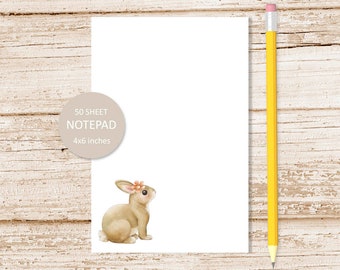 bunny notepad . watercolor spring note pad . Easter girl bunny rabbit stationery . stationary | 4x6 inches