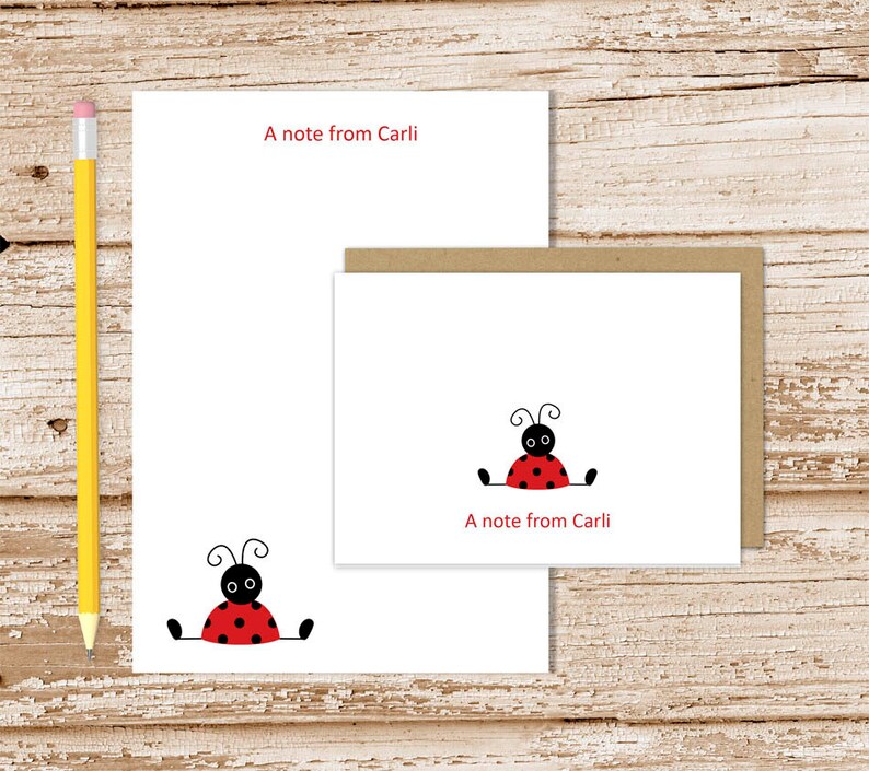 Personalized Ladybug Stationery Set . Red Ladybug Notepad Etsy