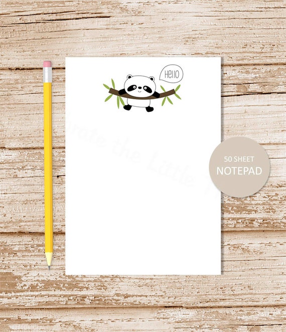 panda notepad . PANDA BEAR note pad . stationery . stationary . hello notepad Il_570xn