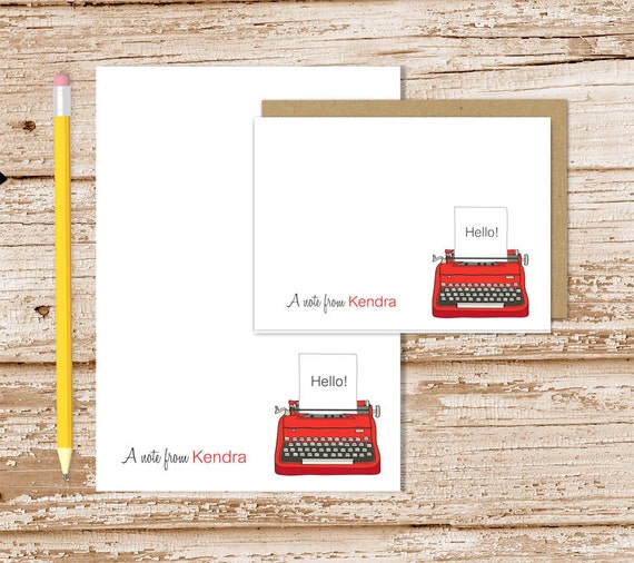 personalized TYPEWRITER stationery set vintage antique typewriter notepad + note card set notecard note pad stationary set coworker gift set Il_570xn