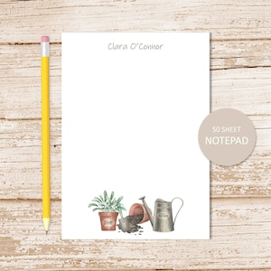 personalized notepad . HERBS . watercolor herb gardening note pad . stationery . stationary . plants notepad . watering can