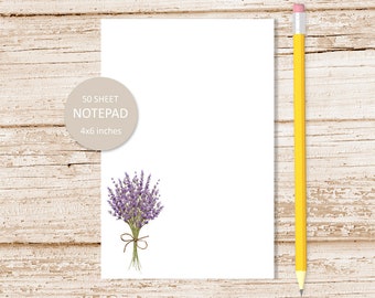 lavender notepad . watercolor lavender note pad . floral note pad . flowers stationery . stationary . botanical, garden | 4x6 inches