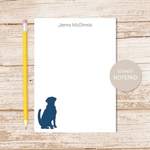 personalized notepad . DOG SILHOUETTE . note pad . personalized stationery . dog stationary . sitting dog silhouette, pet, puppy dog, doggy