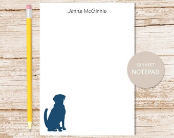 personalized notepad . DOG SILHOUETTE . note pad . personalized stationery . dog stationary . sitting dog silhouette, pet, puppy dog, doggy