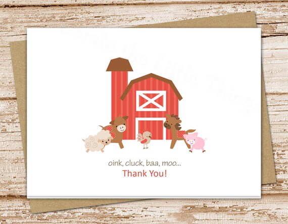 Farm Kids Thank You Cards Folded Note Cards Farm Notecards Etsy