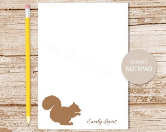 personalized notepad . SQUIRREL SILHOUETTE . note pad . personalized stationery . stationary notepad . woodland forest