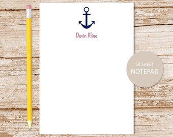 personalized notepad . ANCHOR . note pad . personalized stationery . nautical stationary