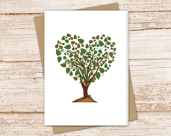 heart tree card set .  tree note cards . green leaves . summertime . blank cards notecards . folded stationery, stationary