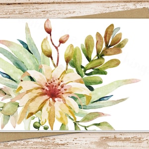 succulent flower cards . watercolor floral note cards . greeting cards . stationery set . folded stationary, stationery . blank cards set