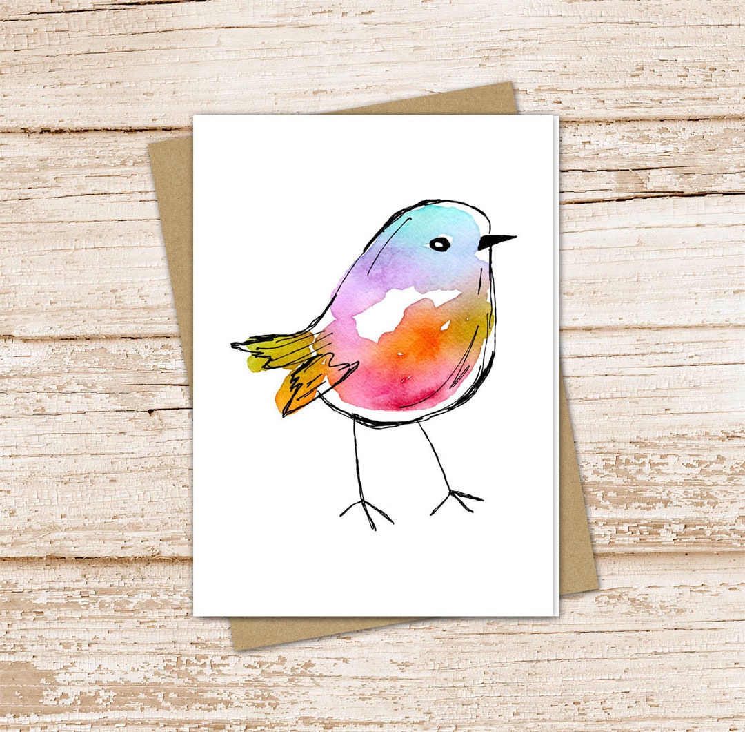 Colorful Bird Card Set . Watercolor Bird Note Cards . Birds . Bird
