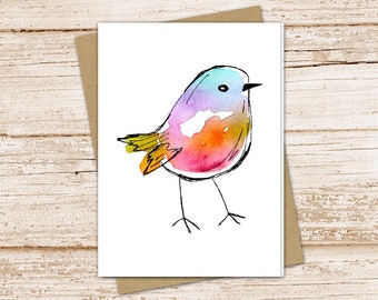 colorful bird card set .  watercolor bird note cards . birds . bird watcher gift, nature . blank cards . folded stationery stationary