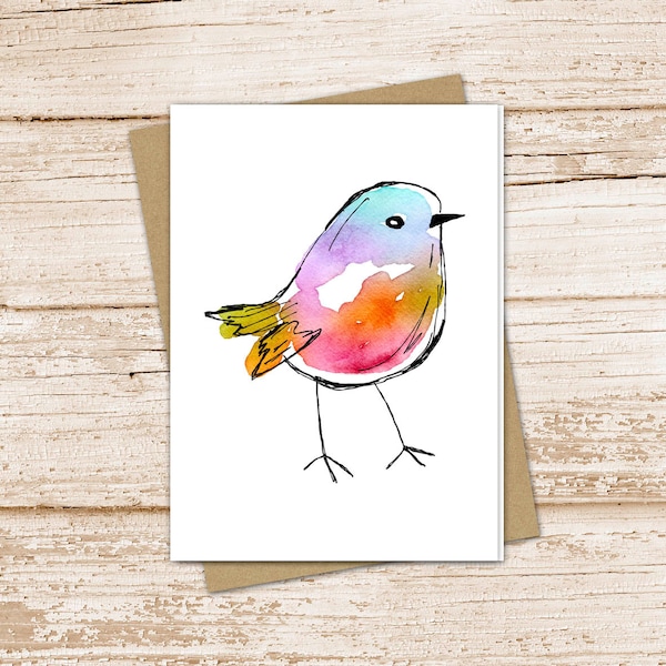 colorful bird card set .  watercolor bird note cards . birds . bird watcher gift, nature . blank cards . folded stationery stationary