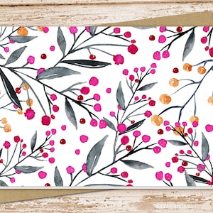 berries & branches card set . note cards, notecards .  watercolor greenery nature branches . blank cards . folded stationery . stationary