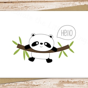 panda bear card set . cute panda note card . hello greeting cards . note cards, notecards . folded stationery, stationary . blank cards set