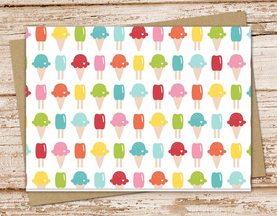 ice cream note cards . ice cream notecards . blank cards . folded stationery . stationary set Il_570xn