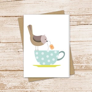 tea cup bird card set .  teacup bird note cards . tea party . bird watcher gift,  blank cards . folded stationery stationary