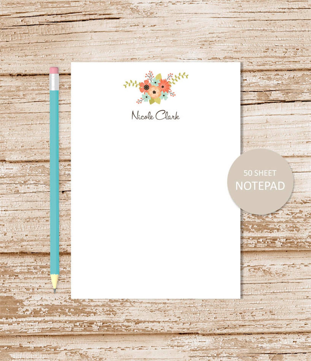 Personalized Floral Bouquet Notepad: Women's Stationery - Etsy