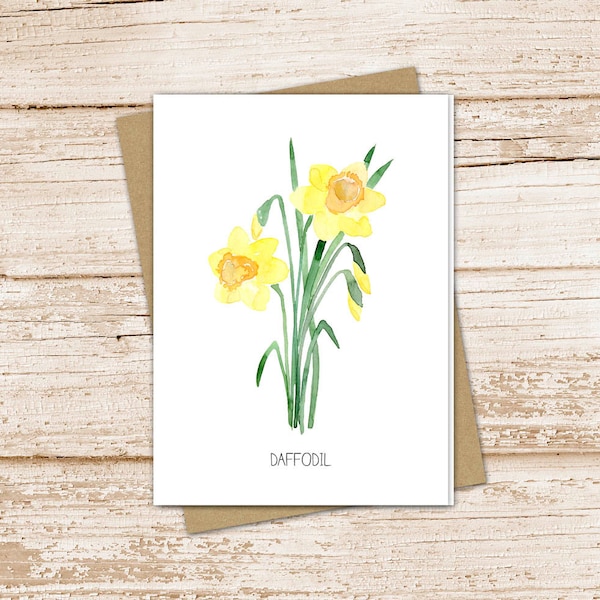 daffodil card set .  watercolor flowers . march birth month . floral note cards . botanical nature garden . blank cards, folded stationery