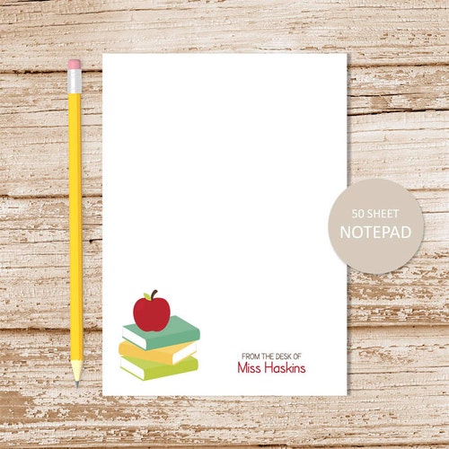 Personalized Notepad . SCHOOL BOOKS Notepad . Teacher Note Pad Etsy