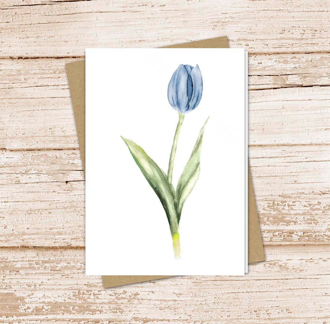Blue Tulip Notecards: Watercolor Floral Stationery Set - Etsy