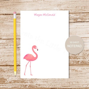 personalized notepad . FLAMINGO . note pad . personalized stationery . stationary . tropical bird notepad image 1