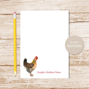 personalized notepad . CHICKEN notepad . watercolor chickens note pad . farm . personalized stationery stationary image 2