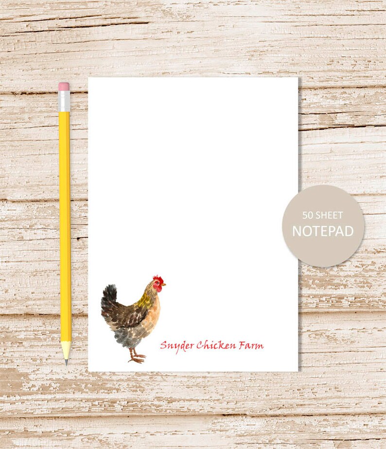 personalized notepad . CHICKEN notepad . watercolor chickens note pad . farm . personalized stationery stationary image 2